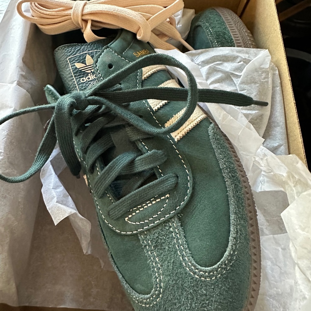 Adidas Green and Ivory Sambas Women's size 10